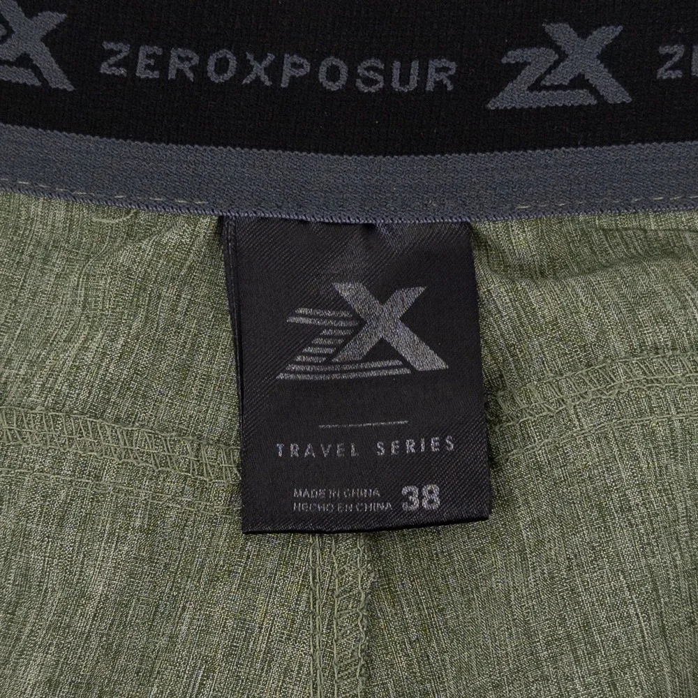 ZeroXposur Mens 38 Travel Shorts Olive Green Stretch Gorpcore Outdoors Technical